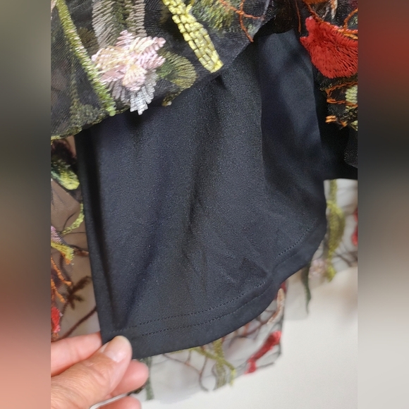 Floral Embroidered Black Dress - Picture 5 of 12